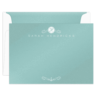 Scroll Initial Flat Shimmer Note Cards