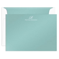 Elegant Script Initial Flat Shimmer Note Cards