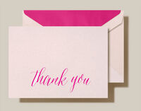 Calligraphic Pink Thank You Folded Note Cards