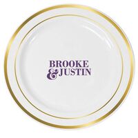 Ampersand Stacked Couple Premium Banded Plastic Plates