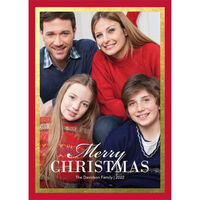 Red Christmas with Faux Gold Border Photo Cards