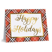 Red Plaid Folded Holiday Cards