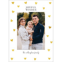 Faux Gold Hearts Flat Holiday Photo Cards