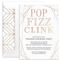 Faux Rose Gold Foil Pop Fizz Clink Invitations