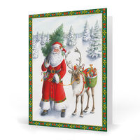 Alpine Santa and Reindeer Folded Holiday Cards