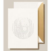 Birch Forest Reindeer Folded Holiday Cards - Raised Ink