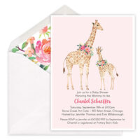 Giraffes Baby Shower Invitations