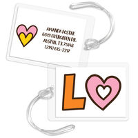 Pink and Orange Heart Luggage Tags