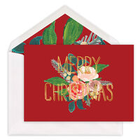 Christmas Floral Foil Folded Holiday Cards