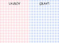 Pink/Blue Gingham Flat Note Cards