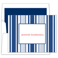 Navy Multistripe Folded Note Cards