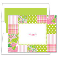 Pink Patchwork Foldover Note Cards