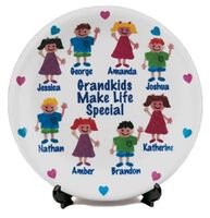 Personalized Pottery Grandkids Plate with Colored Hair