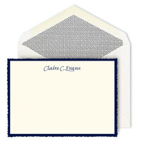 Deckled Edge Navy Border Note Cards
