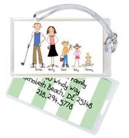Customized Family Green Stripe Luggage Tags