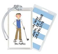 Customized One Character Blue Stripe Luggage Tags