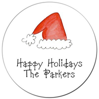 Ho Ho Hat Round Gift Stickers