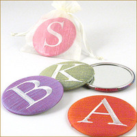 Silk Solid Embroidered Initial Purse Mirror