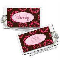 Pink and Chocolate Flower Luggage Tags