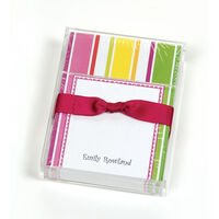 Bright Stripes Memo Sheets with Acrylic Holder