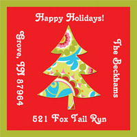 Colorful Red Christmas Tree Stickers