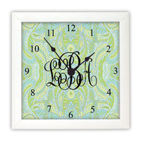 Personalized Blue Paisley Clock