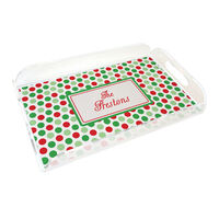 Lucite Serving Tray with Christmas Dots Mat