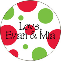 Red & Green Round Gift Stickers
