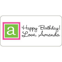 Pink and Green Initial Gift Stickers