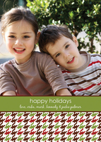Green Brown and Red Holiday Houndstooth Photo Cards