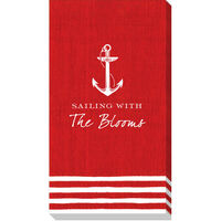 Red Stripe Border Caspari Guest Towels