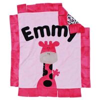 Personalized Pink Giraffe Car Seat Blanket