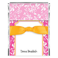 Pink Damask Memo Sheets with Acrylic Holder