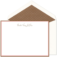 Chocolate and Pink Double Border Jumbo Note Cards