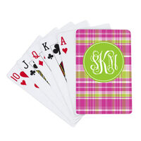 Hot Pink Plaid Playing Cards