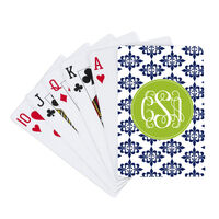Navy Damask Playing Cards