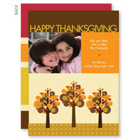 Three Fall Modern Trees Thanksgiving Photo Cards