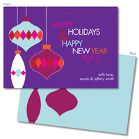 Purple Hanging Ornaments Greeting Cards