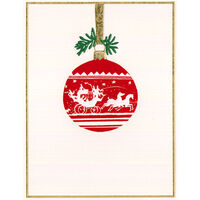 Embossed Red Ornament Holiday Cards