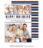 Blue and Brown Happy Holidays Photo Cards