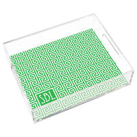Green Greek Key Small Lucite Tray by Jonathan Adler