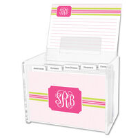 Pink & Green Grosgrain Ribbon Recipe Box and Recipe Cards