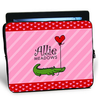 Pink Stripe Alligator Love iPad Sleeve