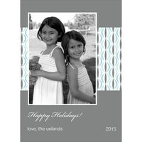 Blue Pattern Band Photo Holiday Cards