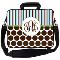 Chocolate Dots and Blue Stripes Laptop Bag