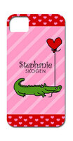 Pink Stripe Alligator Love iPhone Hard Case