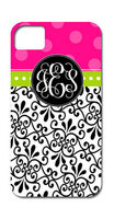Hot Pink & Black Swirl iPhone Hard Case