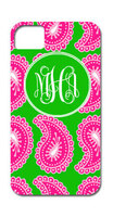 Paisley Preppy Pink and Green iPhone Hard Case
