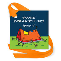 Let's Go Camping Gift Tags with Attached Ribbon