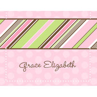Pink and Green Striped Foldover Note Cards